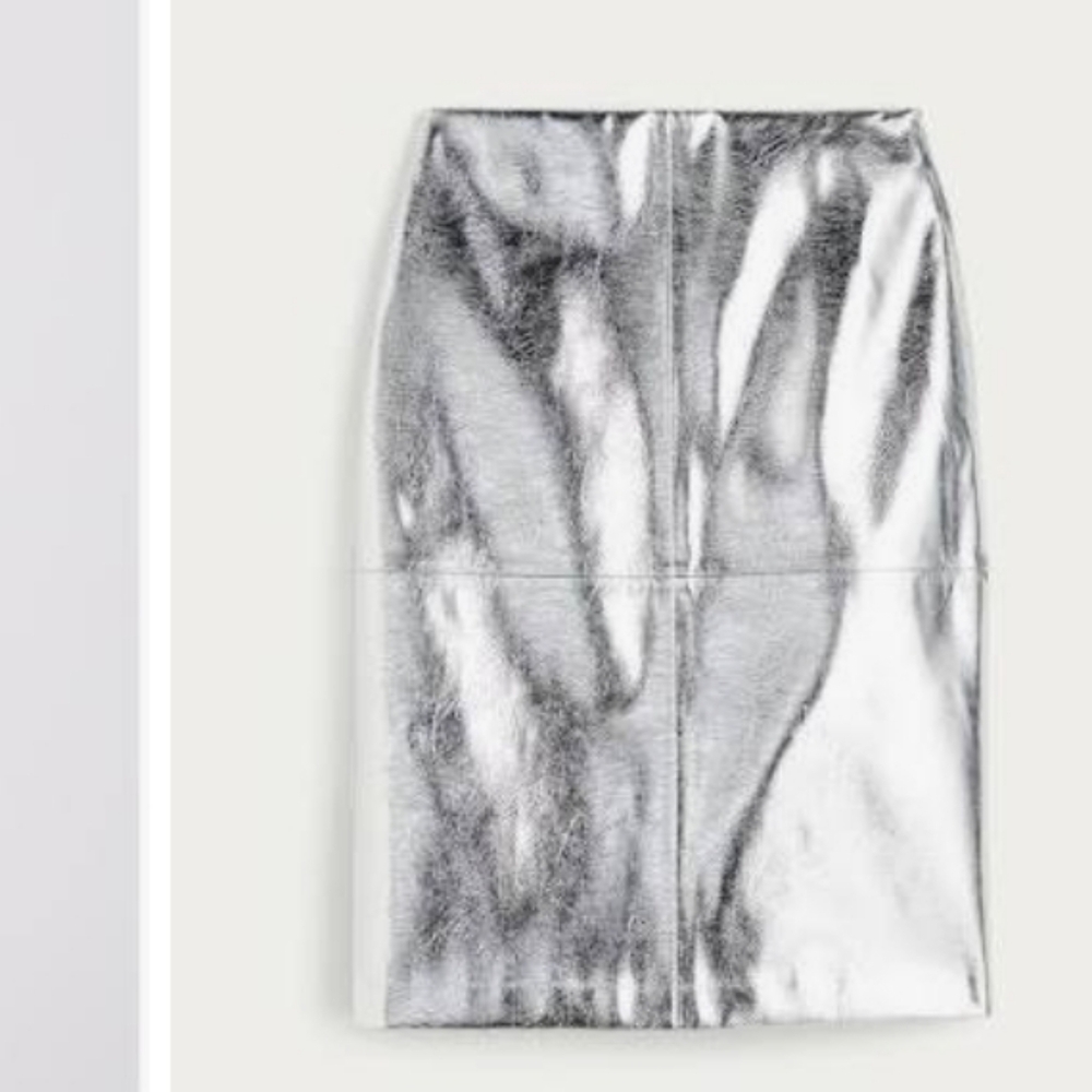 NEW Silver Mettalic Pencil Skirt Size 10 Us